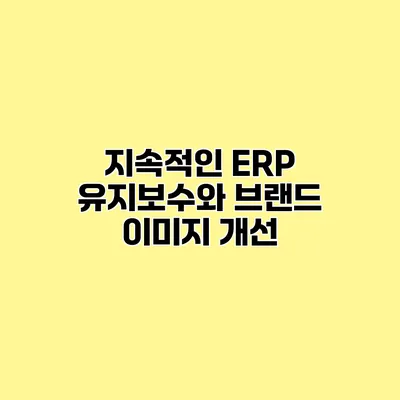 지속적인 ERP 유지보수와 브랜드 이미지 개선