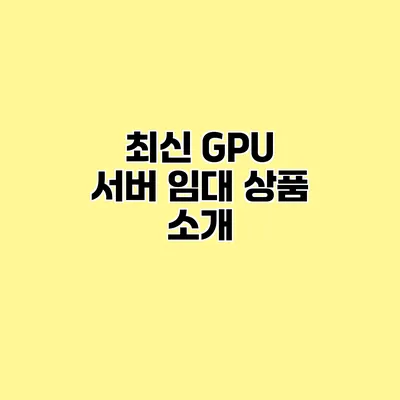 최신 GPU 서버 임대 상품 소개