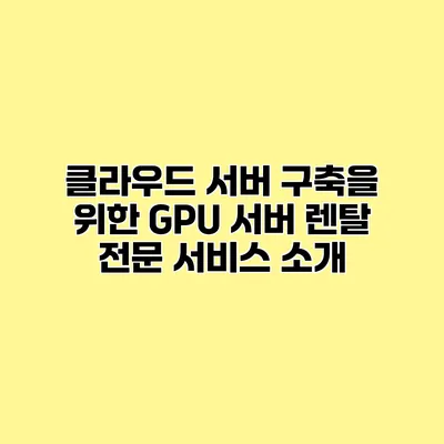 클라우드 서버 구축을 위한 GPU 서버 렌탈 전문 서비스 소개