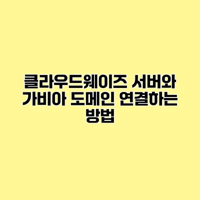 클라우드웨이즈 서버와 가비아 도메인 연결하는 방법