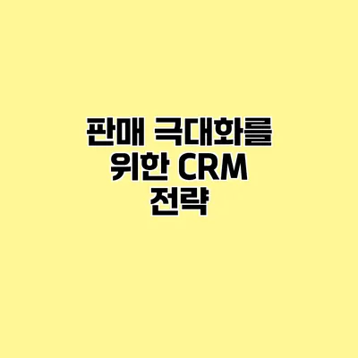 판매 극대화를 위한 CRM 전략