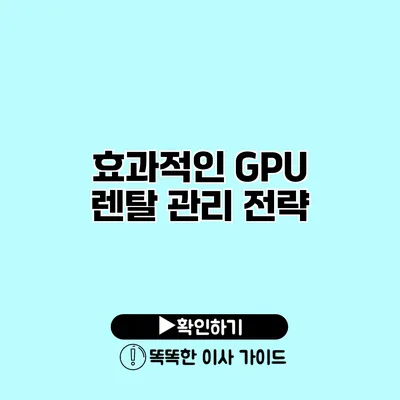 효과적인 GPU 렌탈 관리 전략