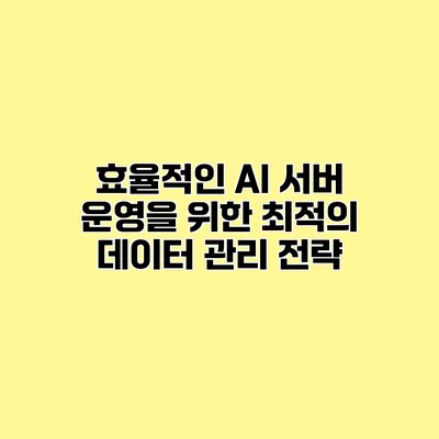 효율적인 AI 서버 운영을 위한 최적의 데이터 관리 전략