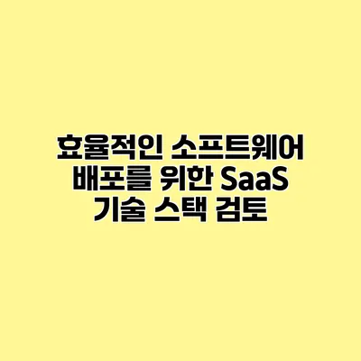 효율적인 소프트웨어 배포를 위한 SaaS 기술 스택 검토